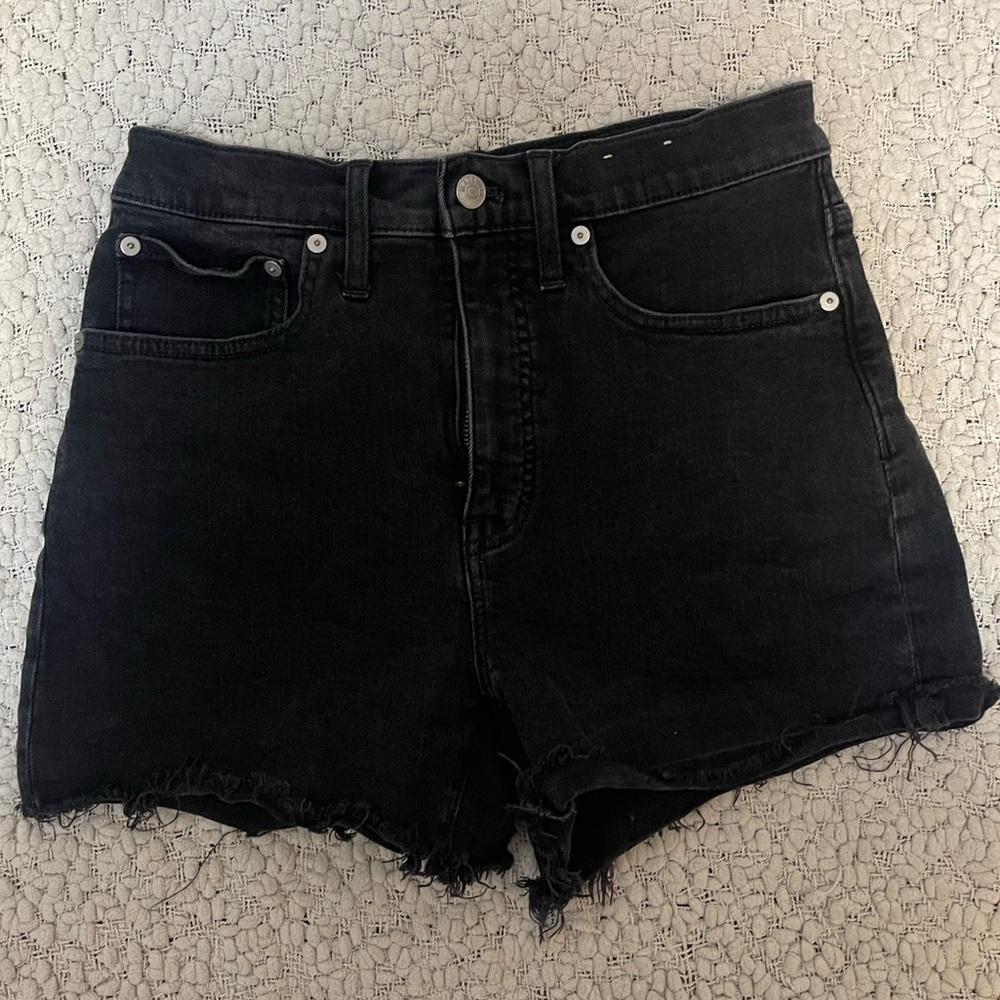 Madewell Shorts Womens High-Rise Denim shorts Cuttoff Washed Black 27